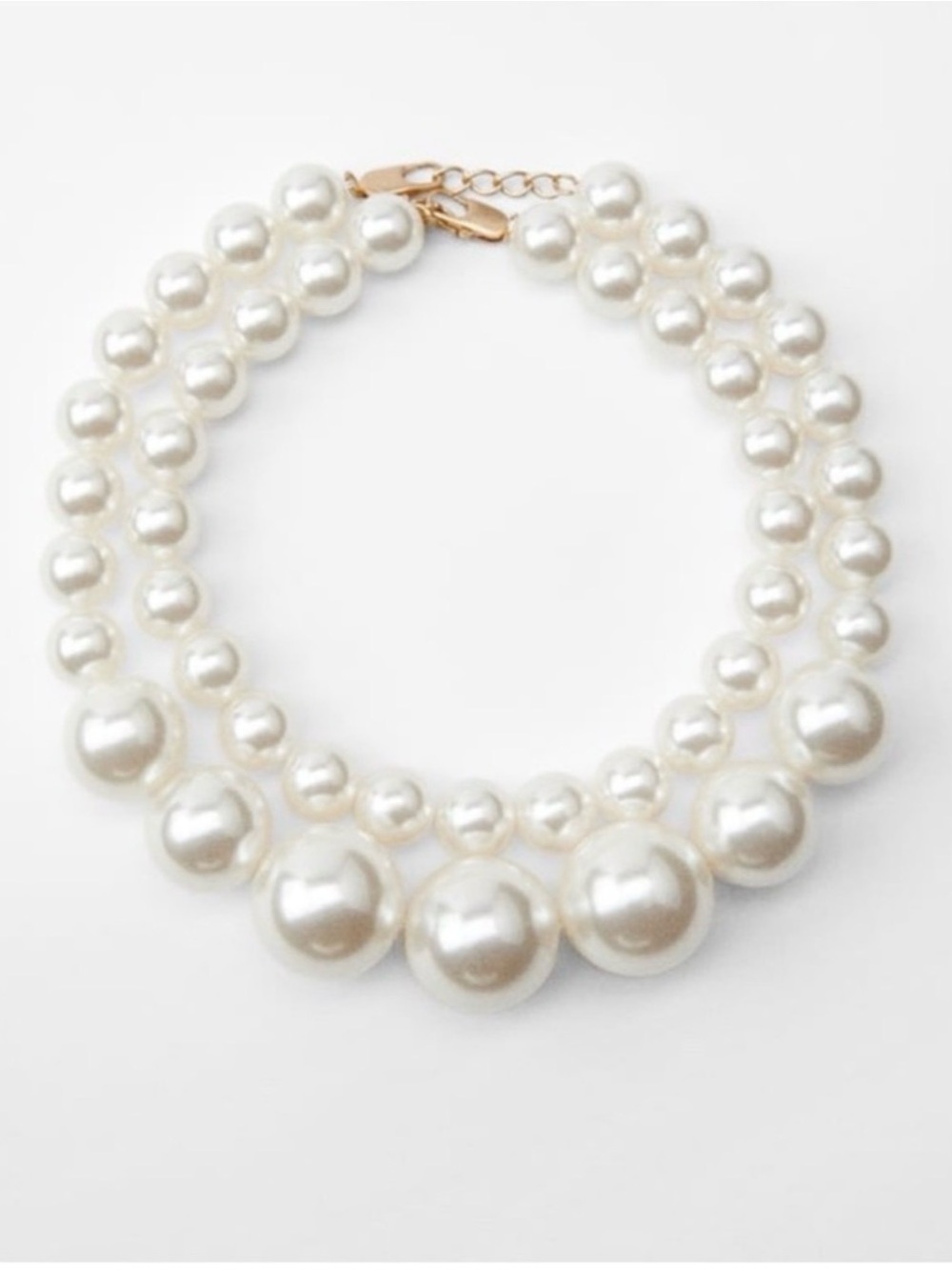 ZARA NWT Large Double-Layered Pearl Statement Necklace